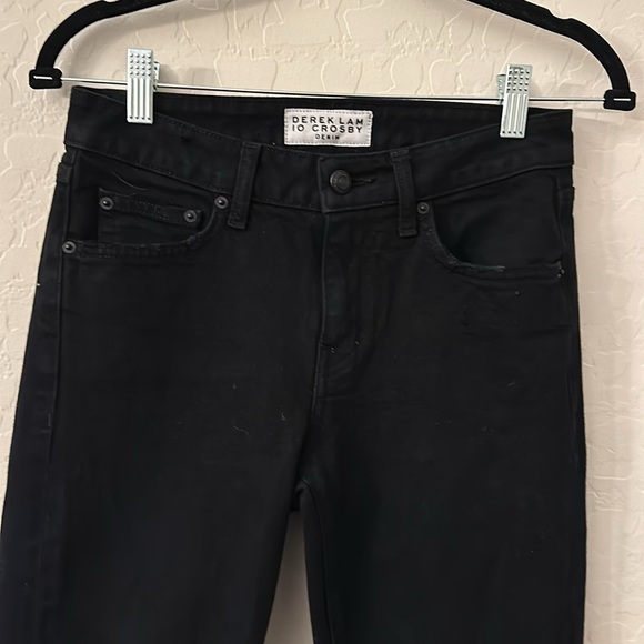 Derek Lam Gia Mid Rise Cropped Flare Jeans in Jet Black Size 25. Raw hem - Picture 2 of 16